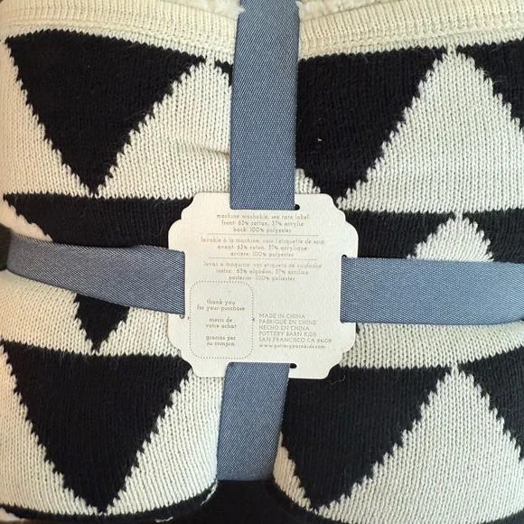 Pottery Barn Kids Black and Off-White Baby Blanket - Picture 2 of 4